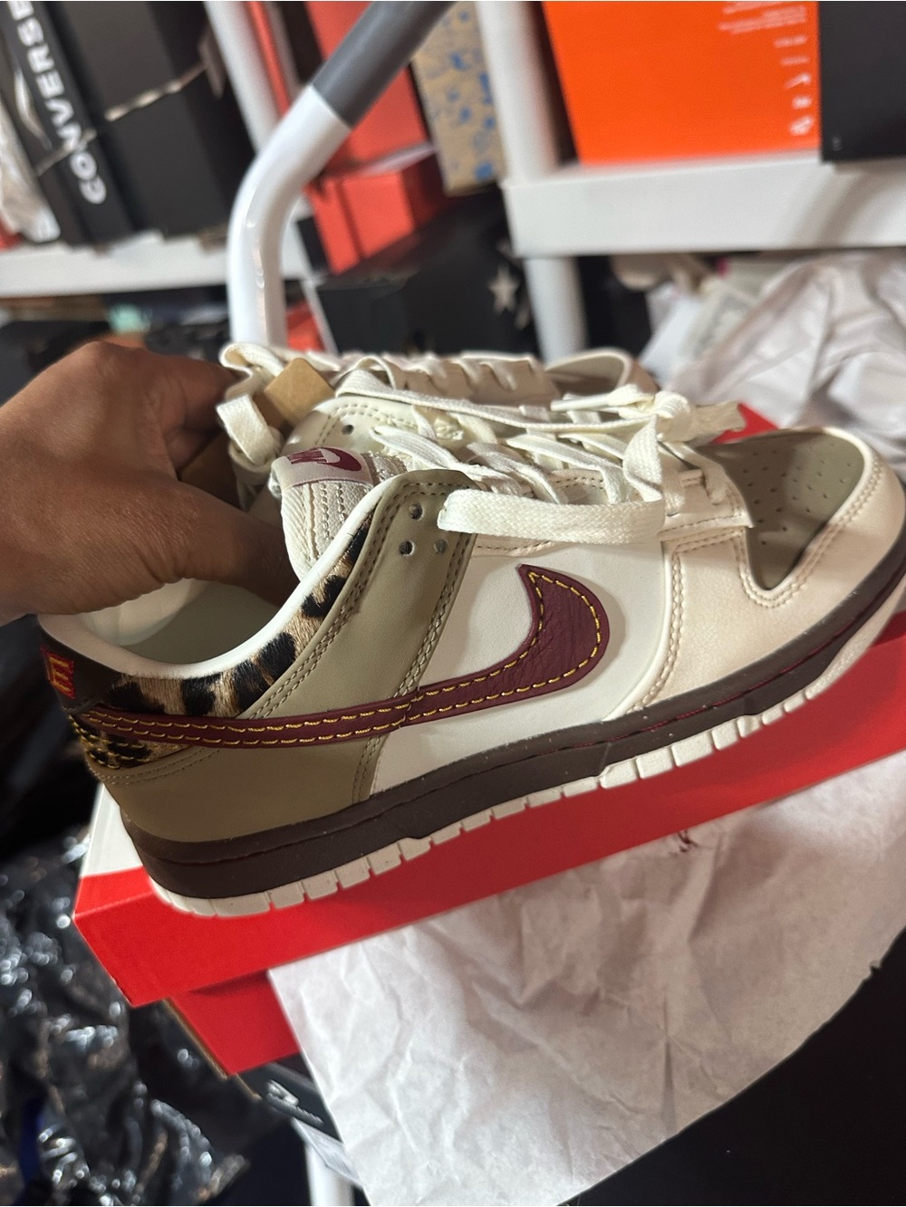 new Nike unisex Low-Top Sneakers — Cream, Olive & Maroon